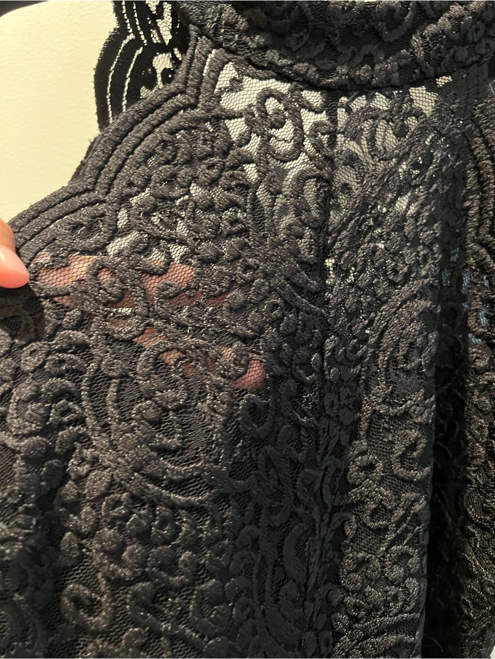 Bebe black turtleneck lace bodysuit stretchy S - Picture 4 of 12